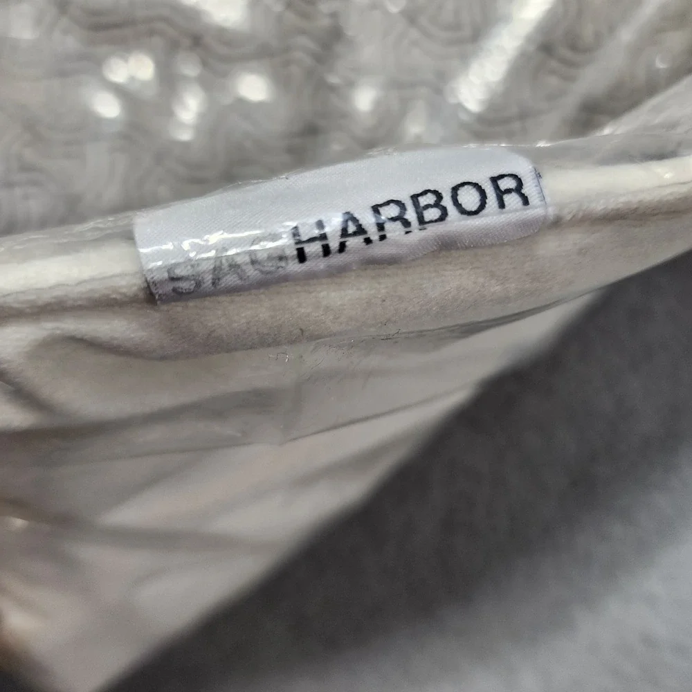 Sag Harbor Ivory & Silver Velvetine Square Pillow Cover‎ Sham With Zipper